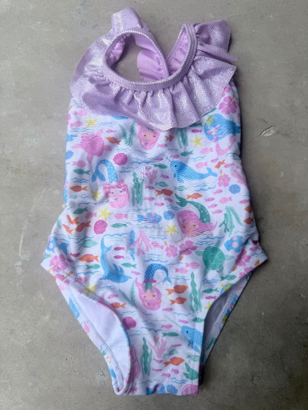 Baby Mermaid Shimmer Tank Swimsuit with Ruffles